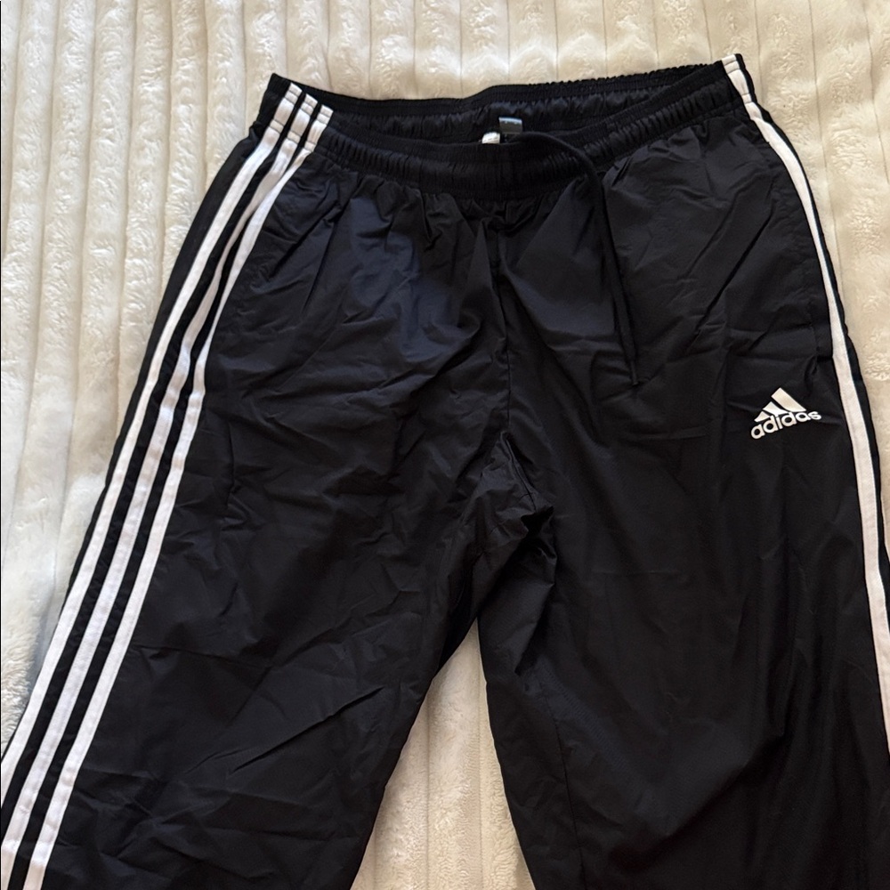 Adidas Black Joggers with White Stripes